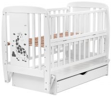 Дитяче ліжко Babyroom Giraffe маятник, ящик, відкидний бік DJMYO-3 бук White